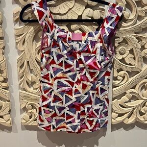 Marc By Marc Jacobs Red and Purple Geometric Tank Top